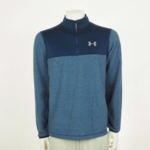 Under Amour ColdGear Infrared 1/4-Zip Fleece Golf Sweater Mens Large Blue Mock